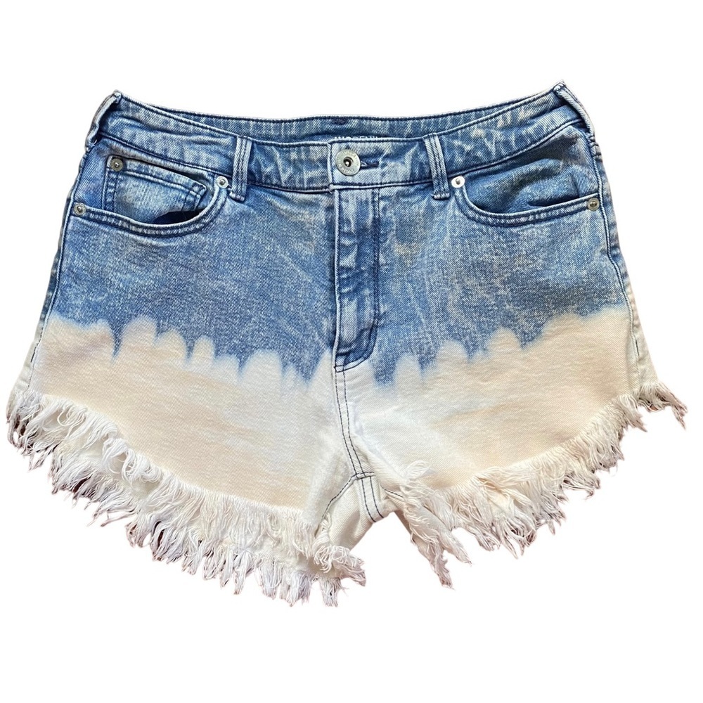 INC Ombré High Rise Frayed Raw Hem Acid Washed Denim Cut Off Jean Shorts 6